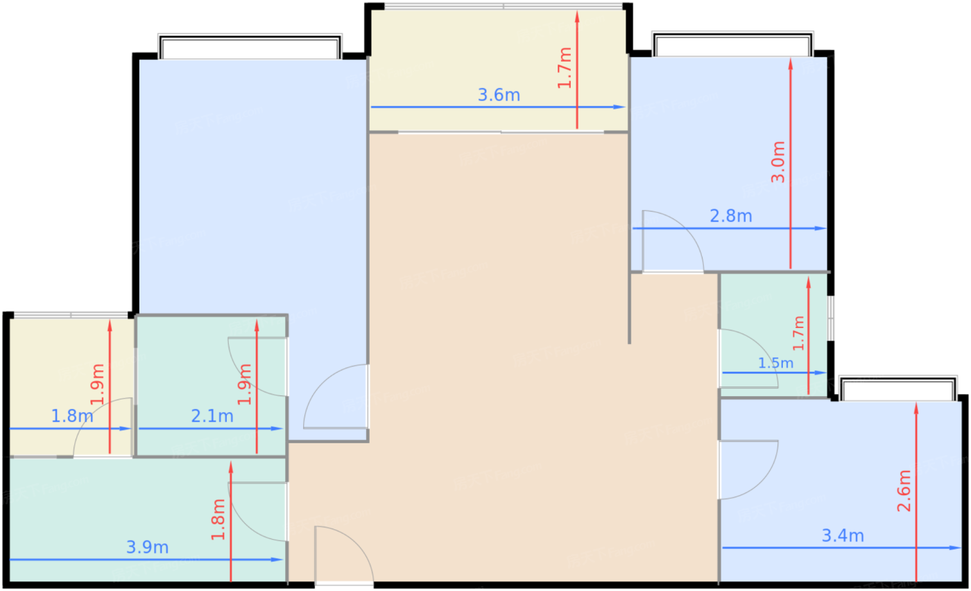 轻奢平层A2户型 3室2厅2卫 49万 建筑约99㎡