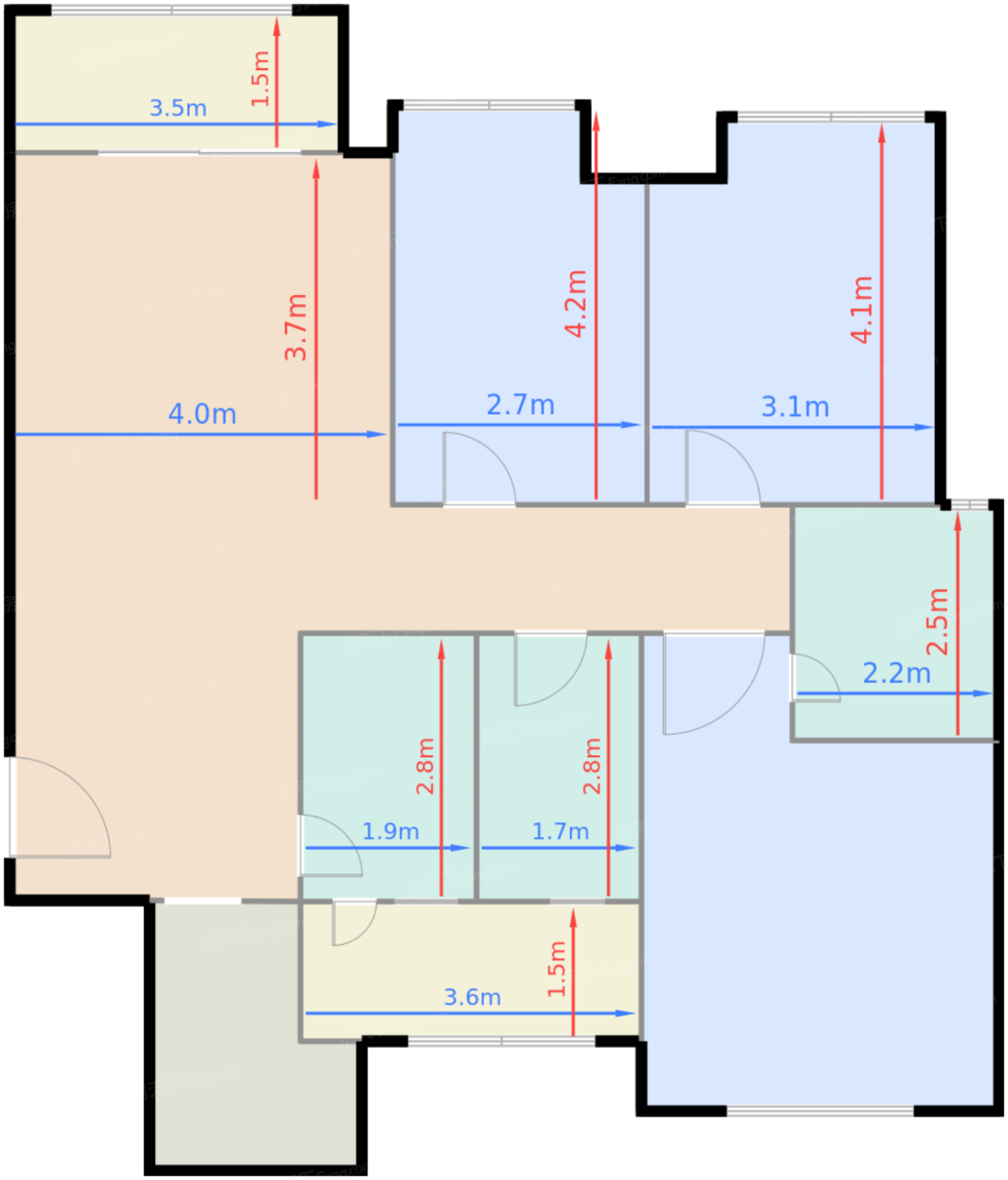 1期1、2号楼标准层B2户型