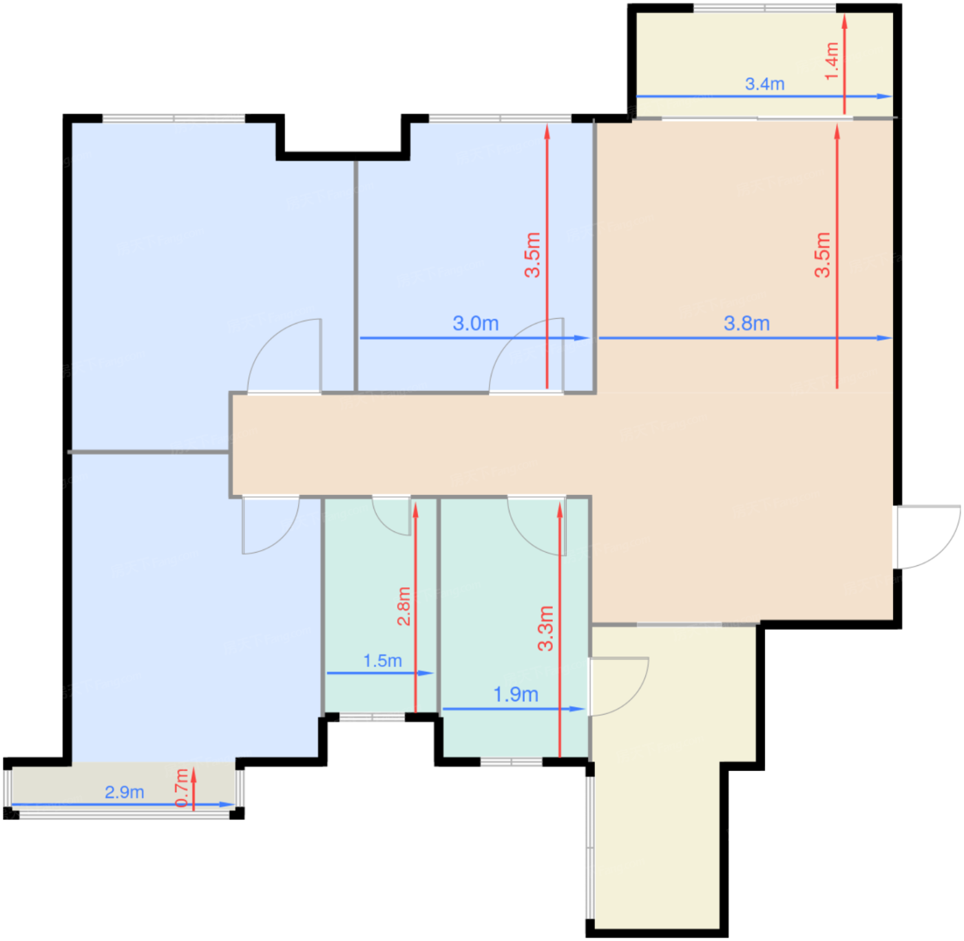 1期1、2号楼标准层B1户型